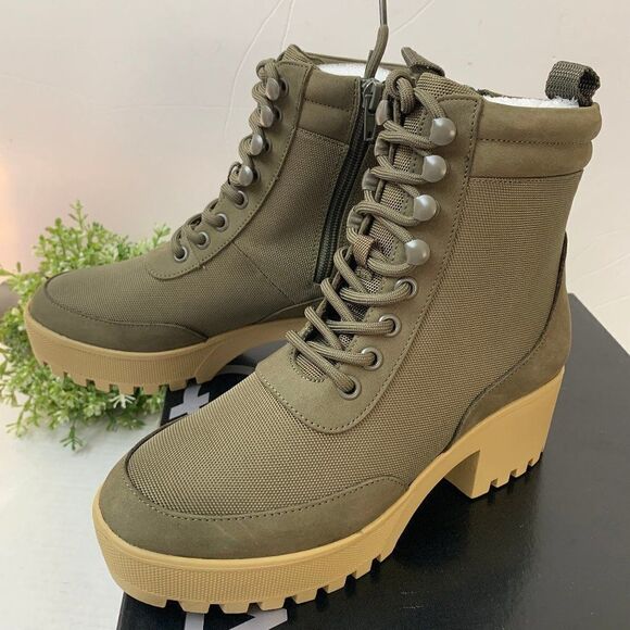 Aqua Go Hiker Combat Platform Booties Olive Green - Picture 2 of 13